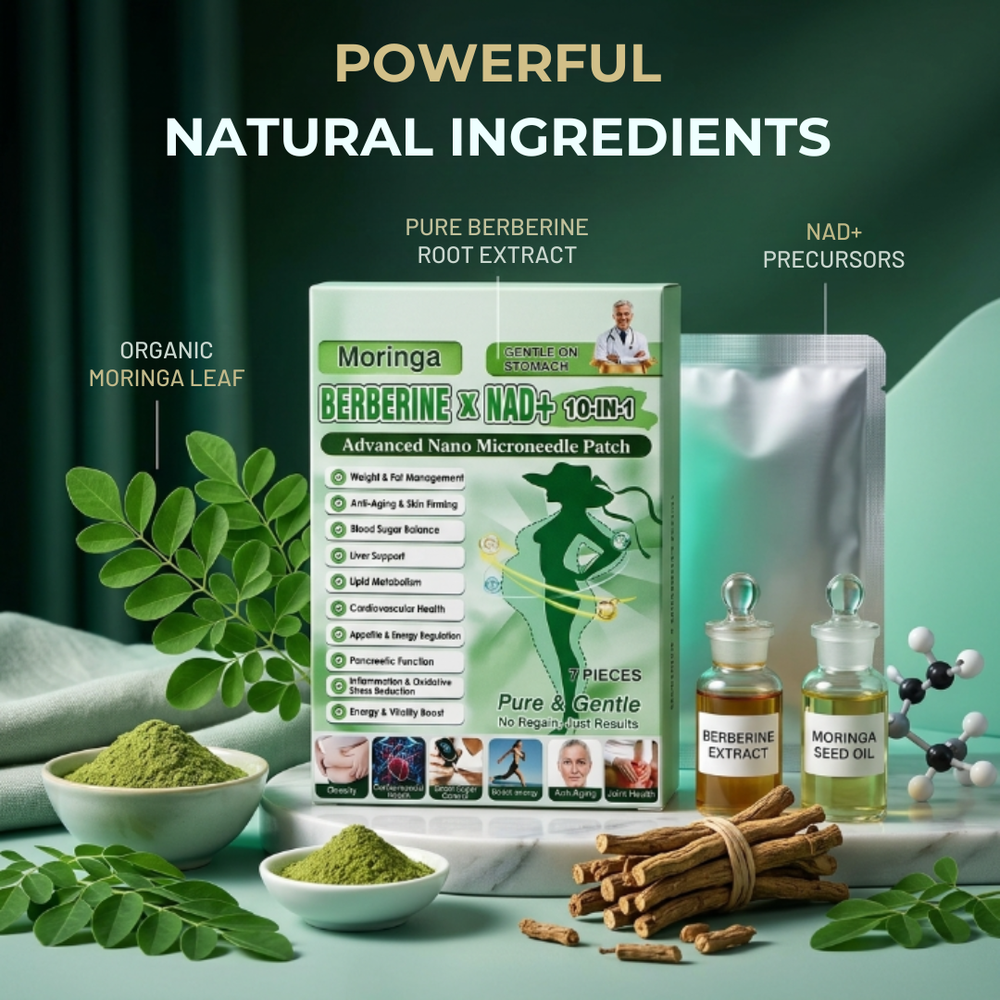 Patch avancé de microneedling nano 10-en-1 au moringa, à la berbérine et au NAD+ | Faites fondre la graisse abdominale tenace et restaurez la fermeté de votre peau en seulement 7 jours